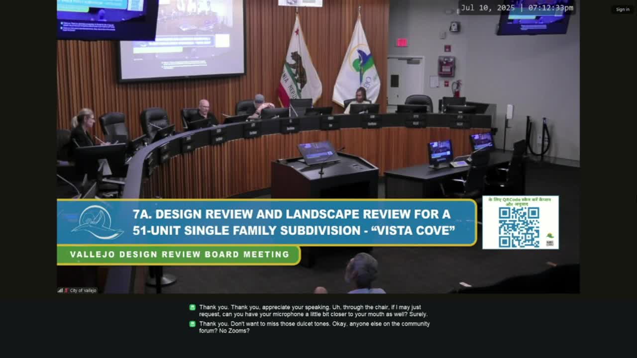 Vallejo design review board recommends approval of 51‑home Vista Cove subdivision to planning commission