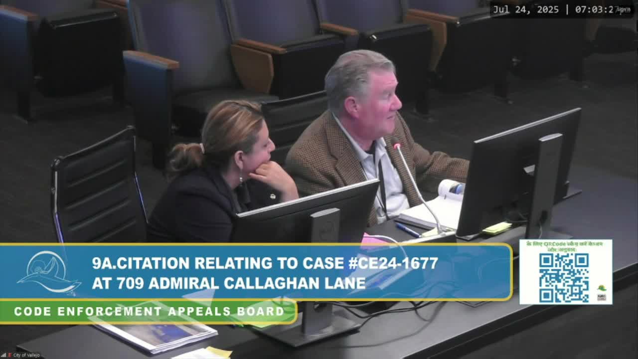 Vallejo Board Upholds Citation for Property Violations at 709 Admiral Callahan Lane