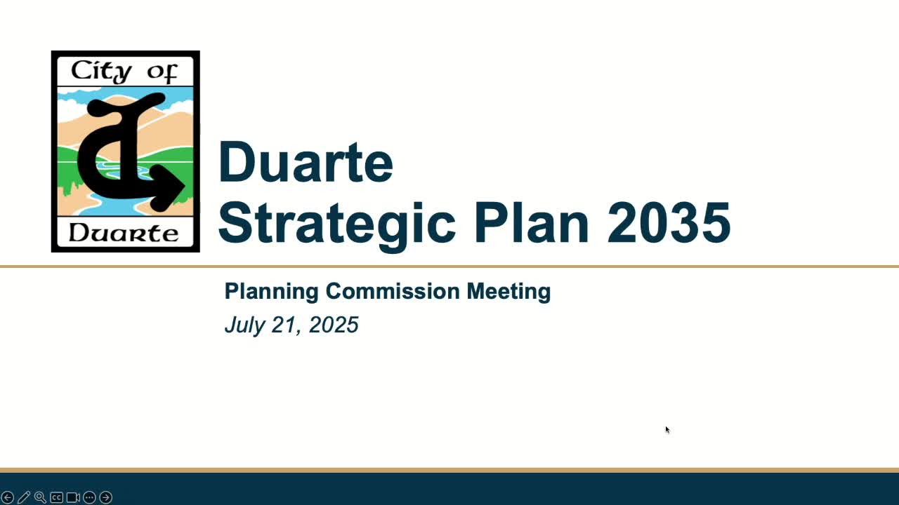 City presents draft 2035 Duarte strategic plan framework; commissioners invited to provide feedback