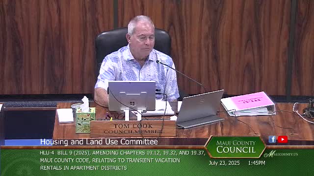 Maui Council Discusses Transient Vacation Rentals and Variance Impacts on Zoning Code