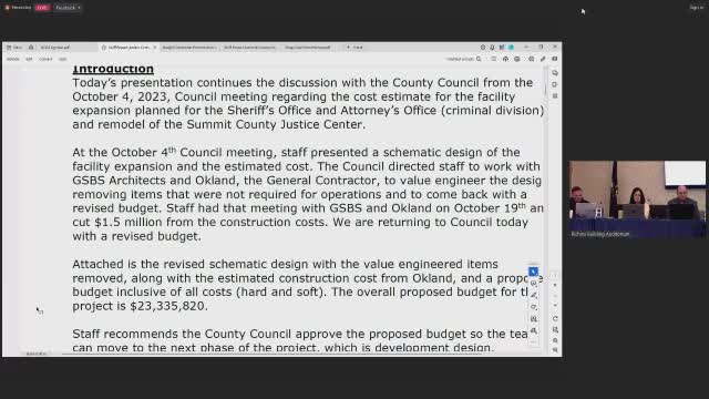 Summit County Council discusses budget and construction plans for Justice Center expansion