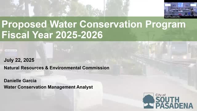 NREC recommends boost to South Pasadena water‑conservation rebates; five changes approved for FY 2025–26