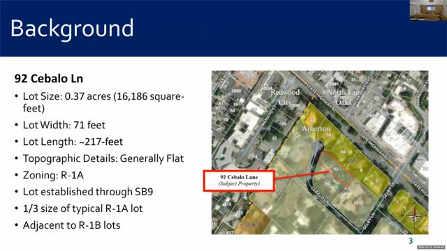 Atherton Proposes New Residence with ADU on Sabala Lane After SB 9 Split