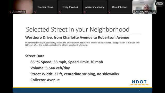 City Traffic Calming Program Updates Westborough Drive Project Status