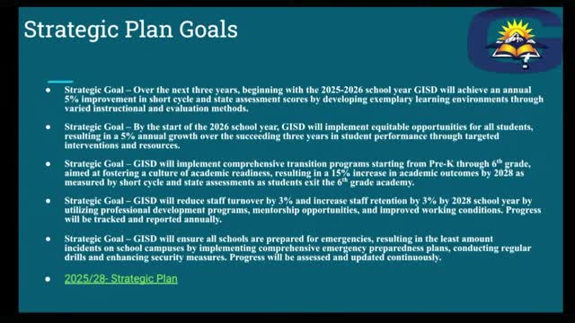 GISD Board Approves Strategic Plan and Parking Lot Improvement Resolution