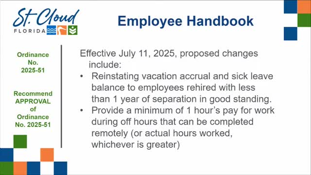 Saint Cloud City Council Proposes Revisions to Employee Benefits and Code Enforcement Policies