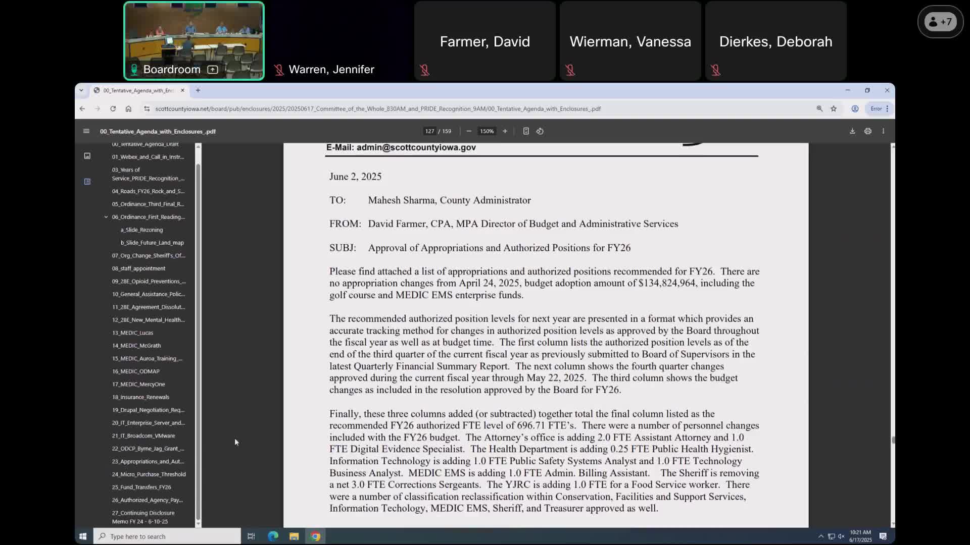 County finance staff present FY26 budget recertification, micro-purchase threshold for federal grants and continuing-disclosure filing