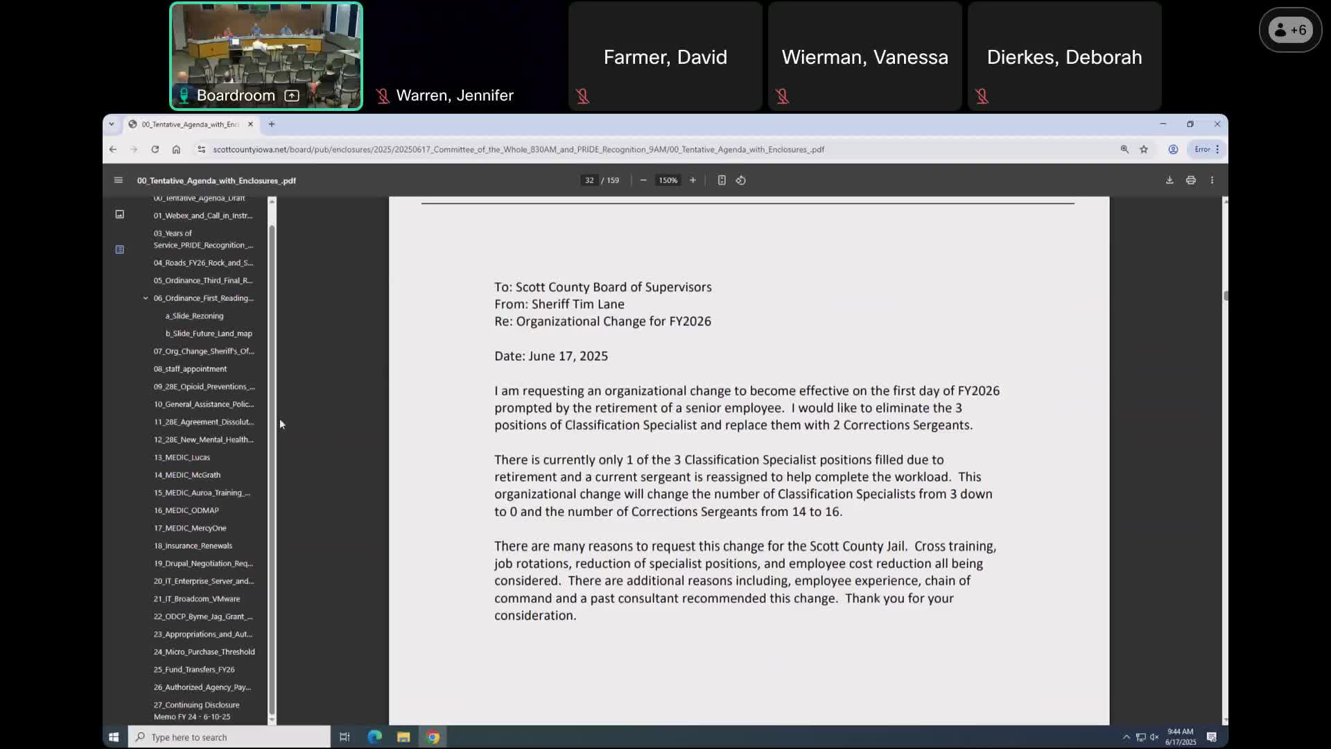 Sheriff proposes replacing three classification-specialist posts with two sergeants; county to receive $66,150 task-force grant