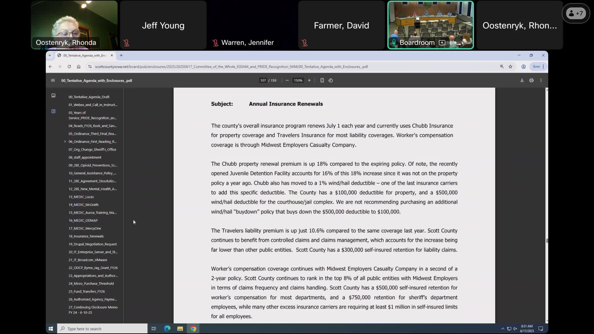 Scott County insurance renewal comes in favorably, broker says