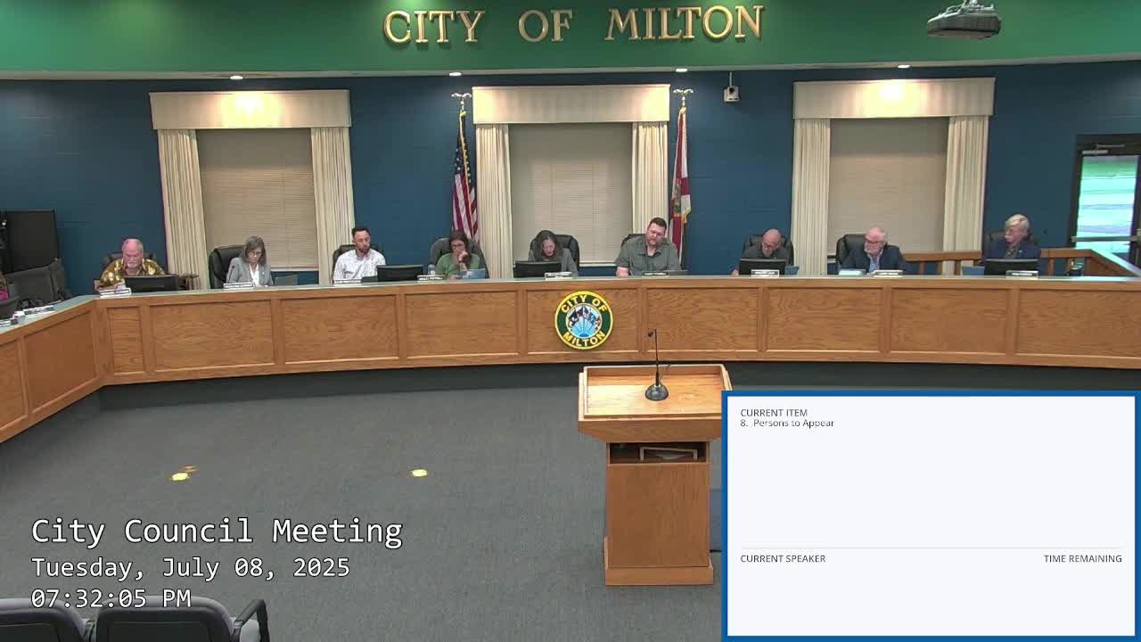 Milton council approves consent items, two ordinances, two resolutions and a land purchase; votes unanimous
