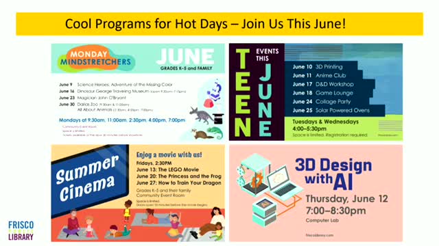 Library Offers Summer Activities Including AI Classes and Book Memorial Program