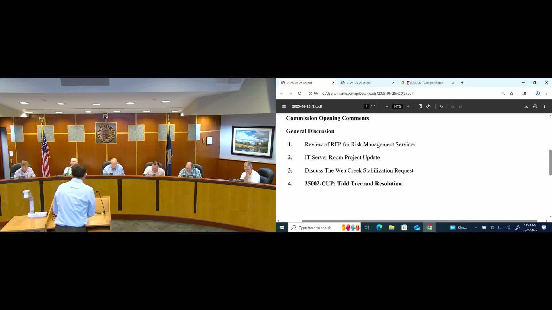 Planning director describes proposed contractor shop CUP; board weighs limited firewood sales and revisable lot-split language