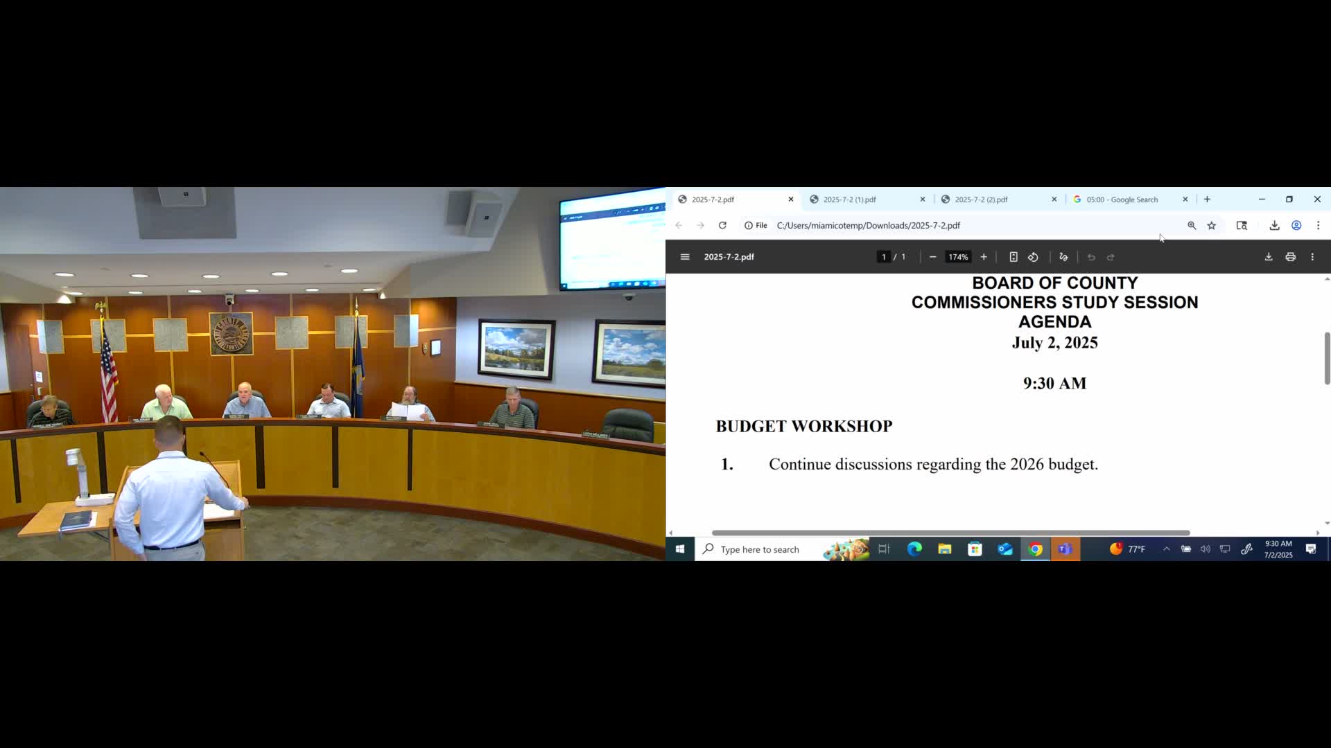 Miami County preliminary 2026 budget centers on road and bridge funding; dispatch lead pay approved