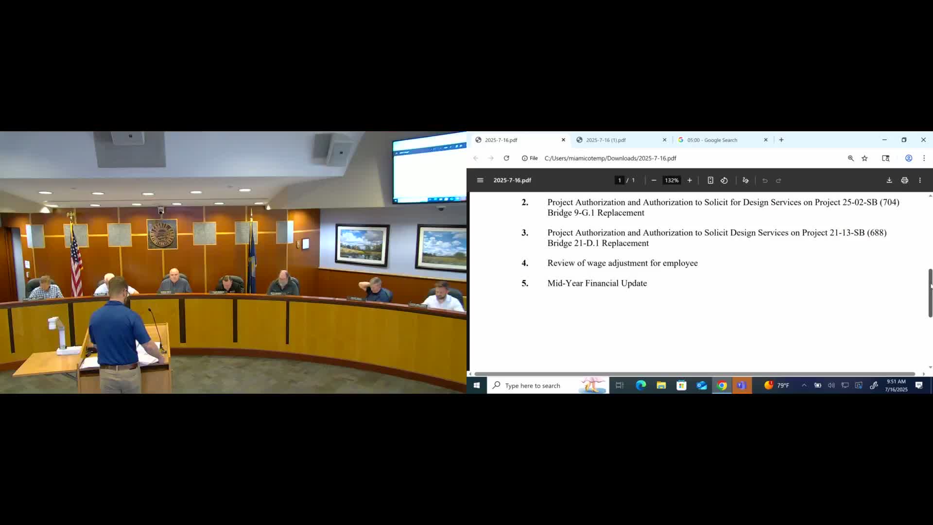 County to seek design authorization for Bridge 21D1; project eligible for $150,000 state grant