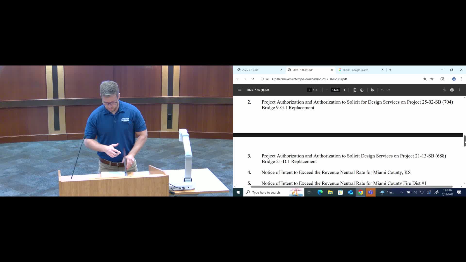 Commission authorizes design solicitation for Bridge 9 G1; worst-case estimate $575,300