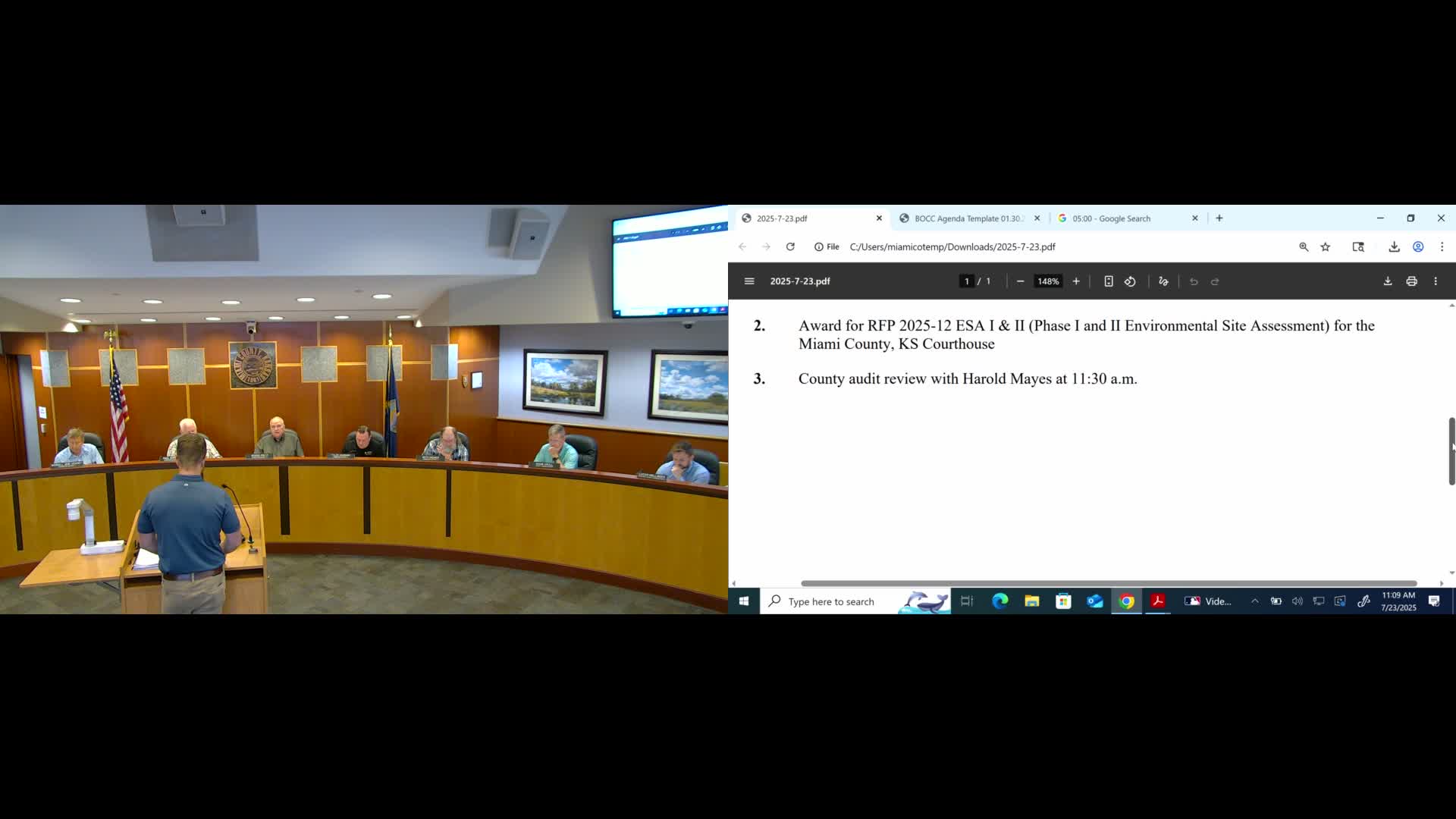 Commission hears recommendation for environmental site assessment; Professional Environmental Engineers cited as best value