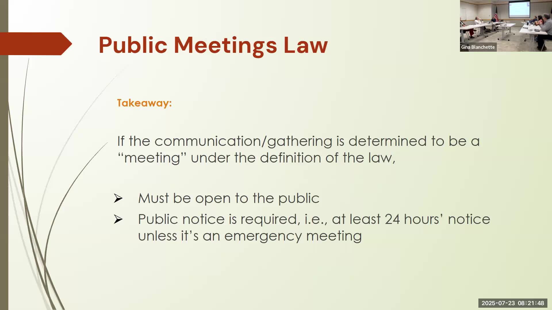 District attorney briefs board on open meetings, serial communications and executive-session confidentiality