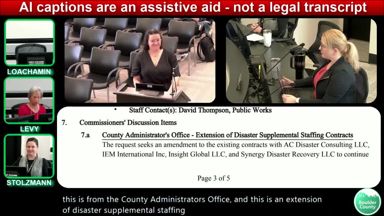 Boulder County extends four disaster supplemental staffing contracts through March 2027