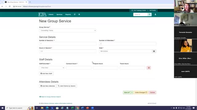 Staff Inputs Client IDs for Group Service Session Tracking