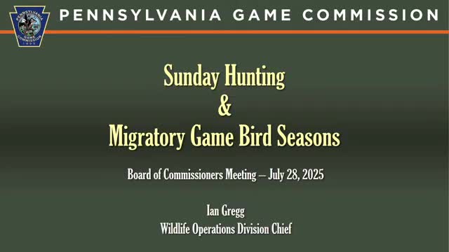 Bureau of Wildlife Management recommends maintaining Sunday hunting closure for migratory game birds
