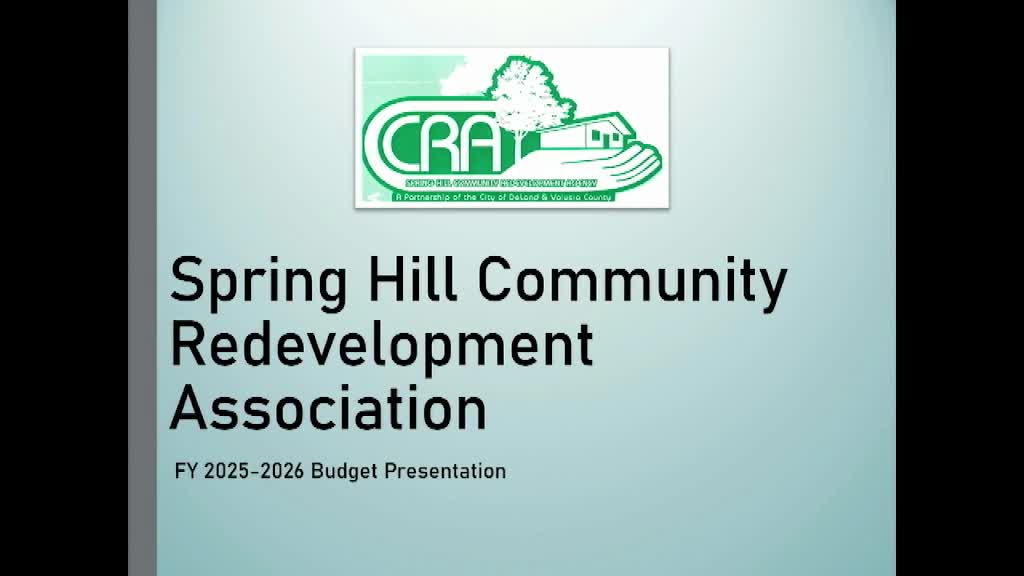 Spring Hill CRA staff outline fund changes, loss of CDBG operations grant and local projects