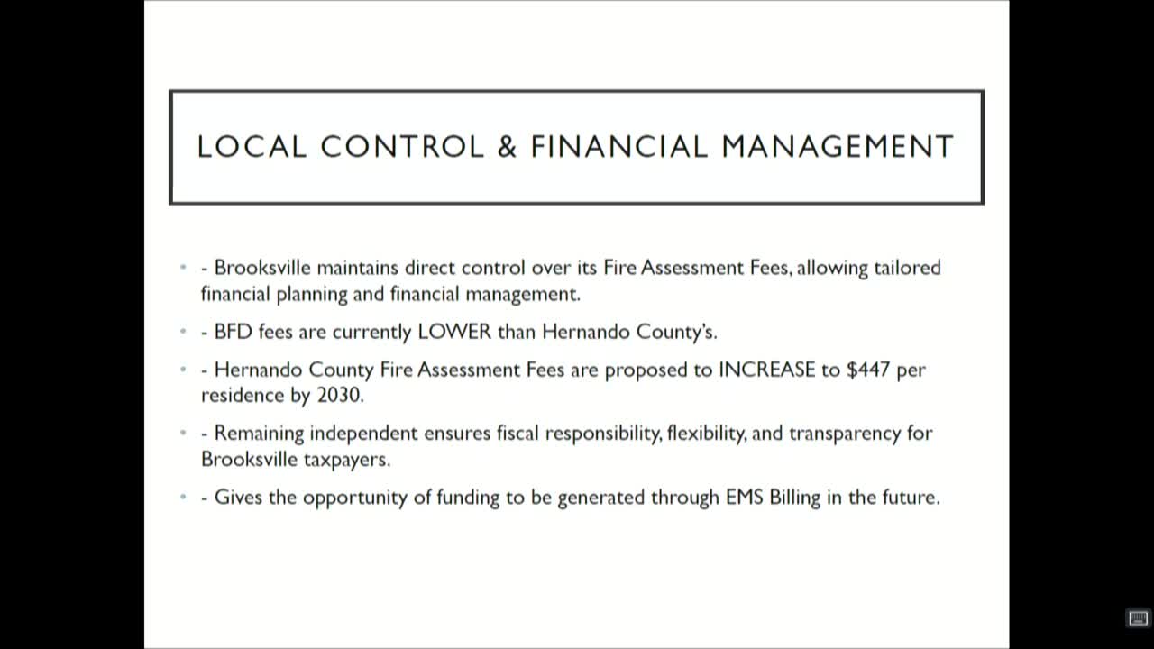 Brooksville Fire Department Announces Future Funding Plans and Response Time Improvements