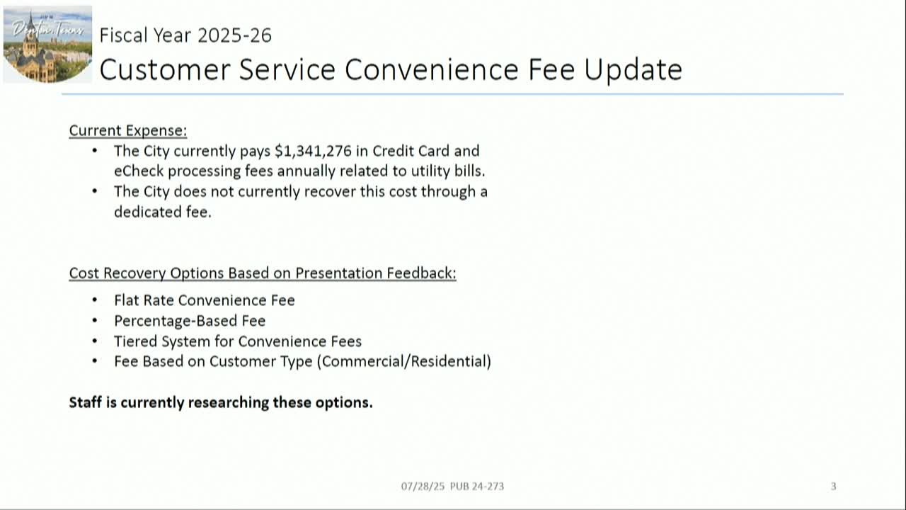 City Council Explores Online Convenience Fee for Credit and Debit Card Payments