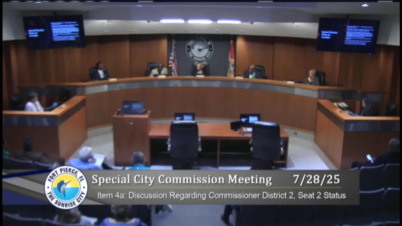 Fort Pierce City Commission Discusses Funding and Special Election for District 2