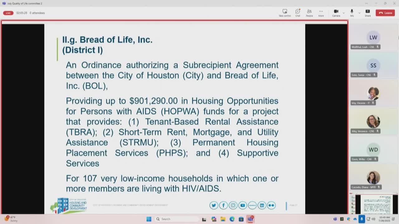 Houston City Council extends HOPWA funding for housing support to HIV and AIDS patients