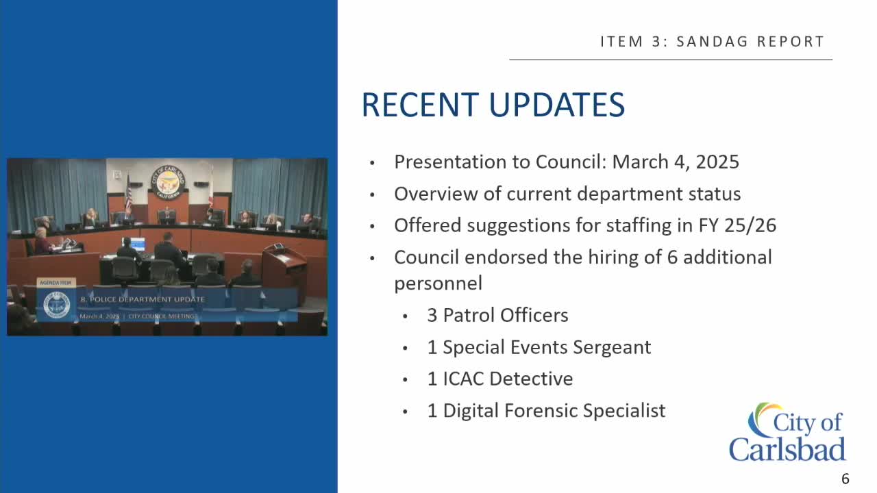 Carlsbad City Council Endorses Hiring of Six Additional Police Officers