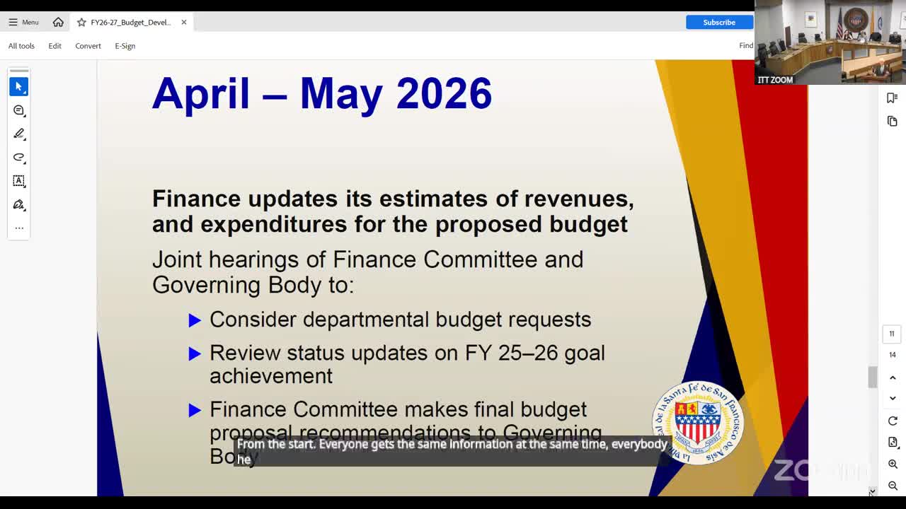 Finance Committee Reviews Budget Adoption Process Ahead of May Deadline