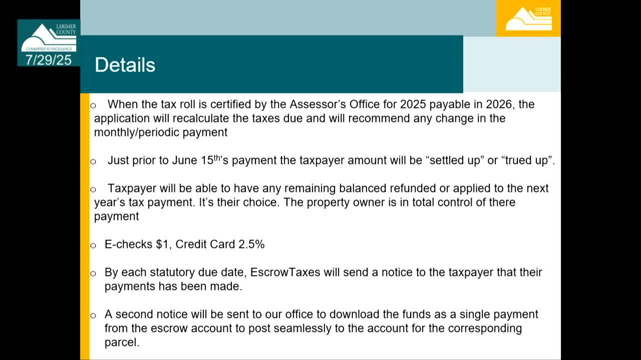 Larimer County Officials Discuss New Property Tax Installment Payment Options