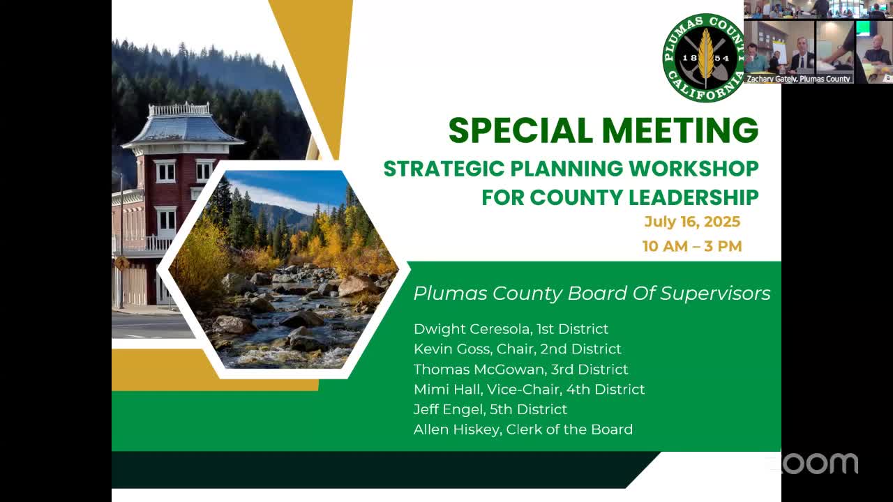 Plumas County board begins strategic-planning workshop to draft vision, mission and values