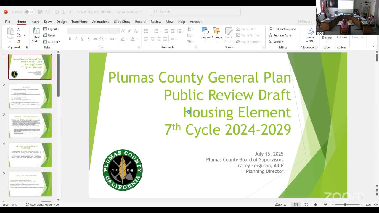 Plumas County releases public‑review draft of housing element; staff flags gaps in fair‑housing appendix