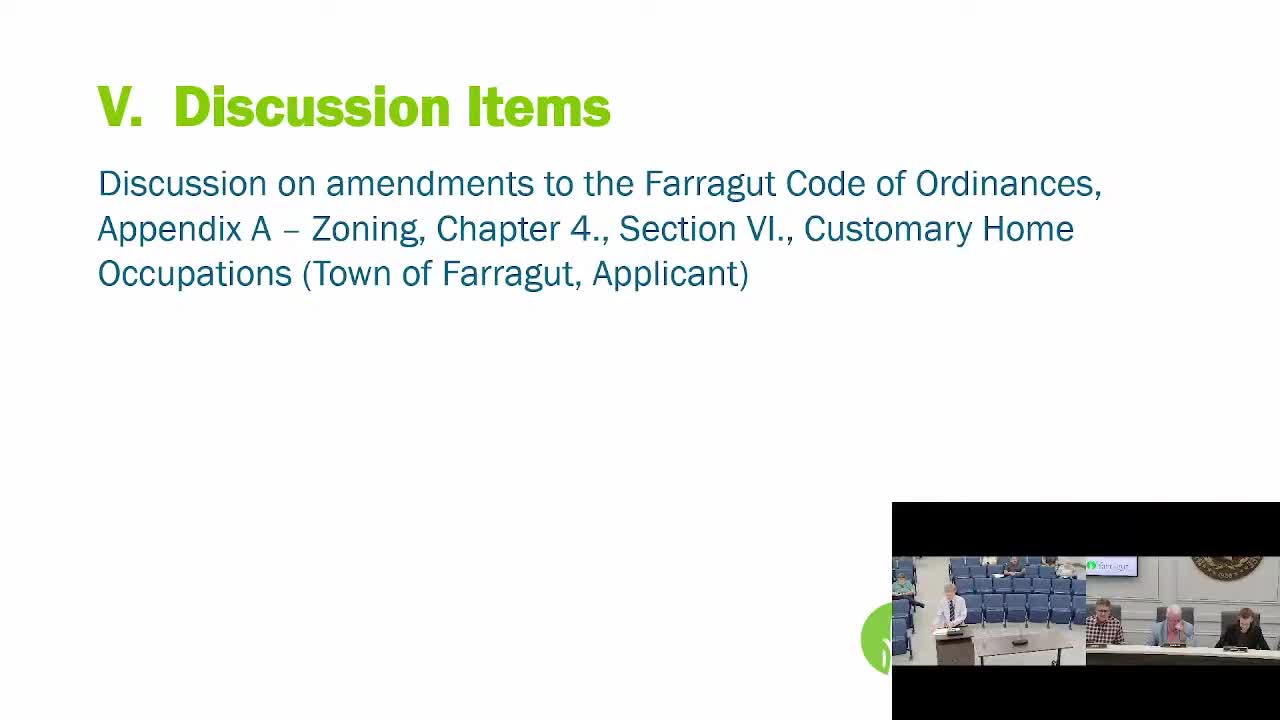 Farragut planners debate home-occupation zoning changes; vehicle rules draw public pushback