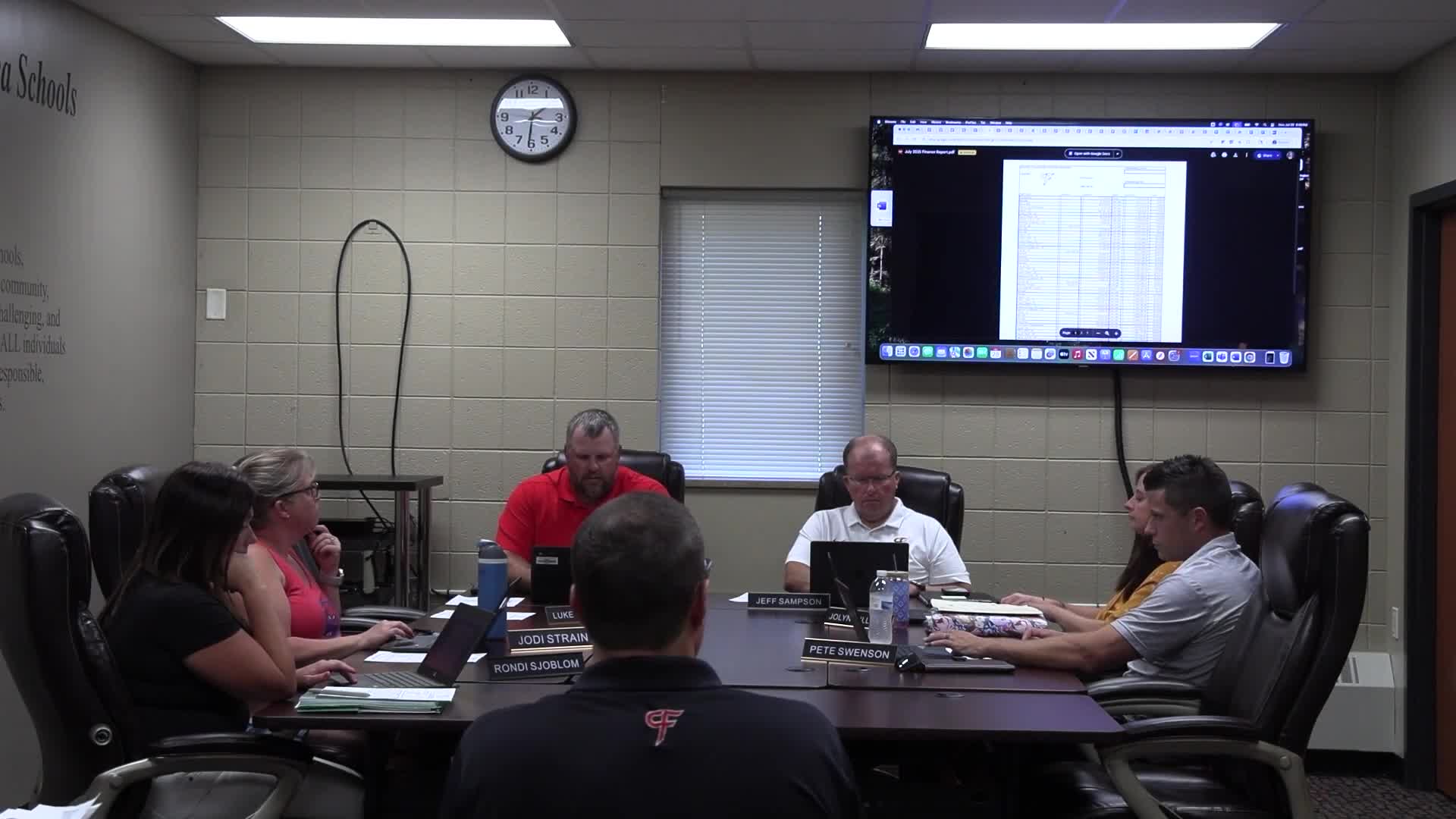 Board reviews cash flow, notes large debt-service and insurance renewals; approves transfer resolution for food-service deficit