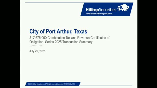 Port Arthur City Council Approves $18M Certificates of Obligation for Infrastructure Projects