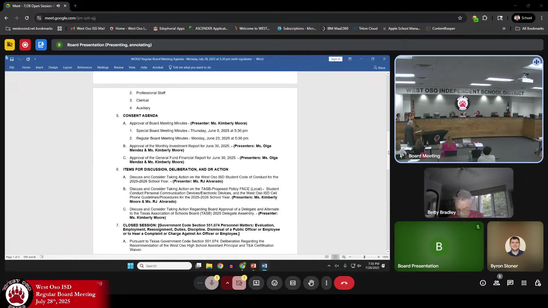 West Coast ISD Board Approves Student Code of Conduct for 2025-2026 School Year