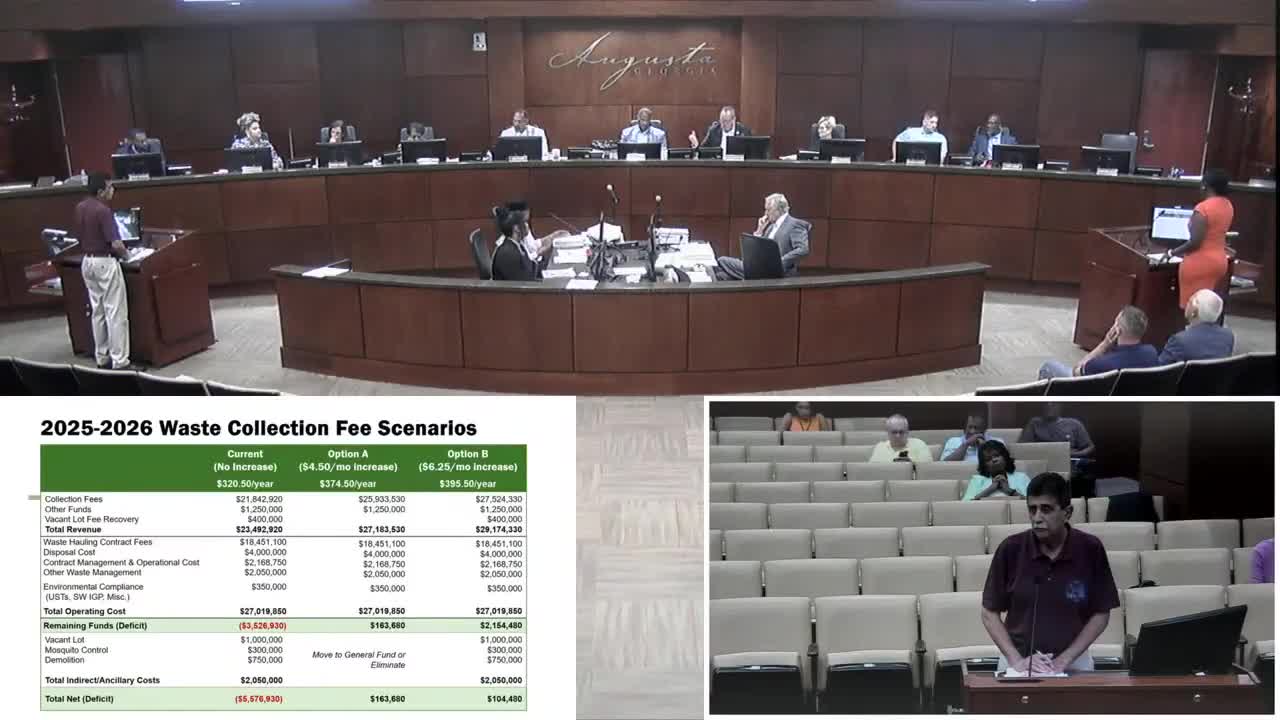 Augusta Council Discusses $6.5M Trash Service Cost Breakdown and Financial Oversight
