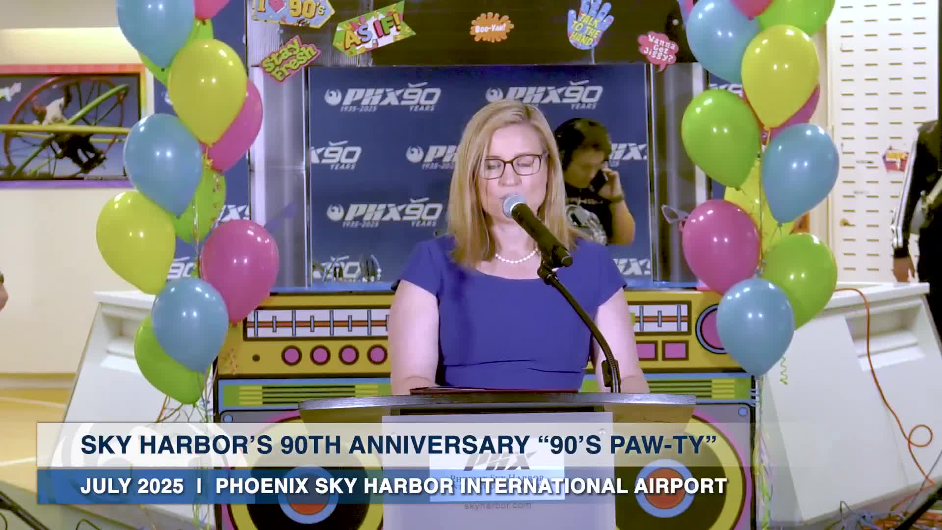 Officials spotlight accessibility programs and therapy-dog navigators at Sky Harbor’s 90th celebration