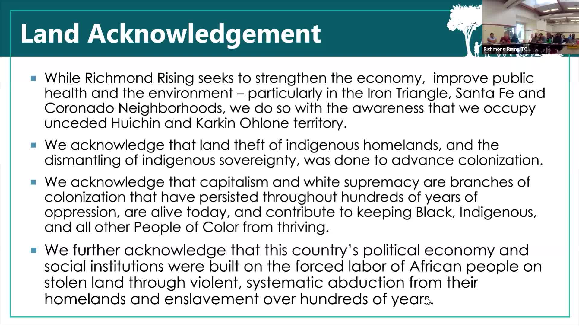 Richmond City Council Recognizes Indigenous Land and Calls for Economic and Social Justice