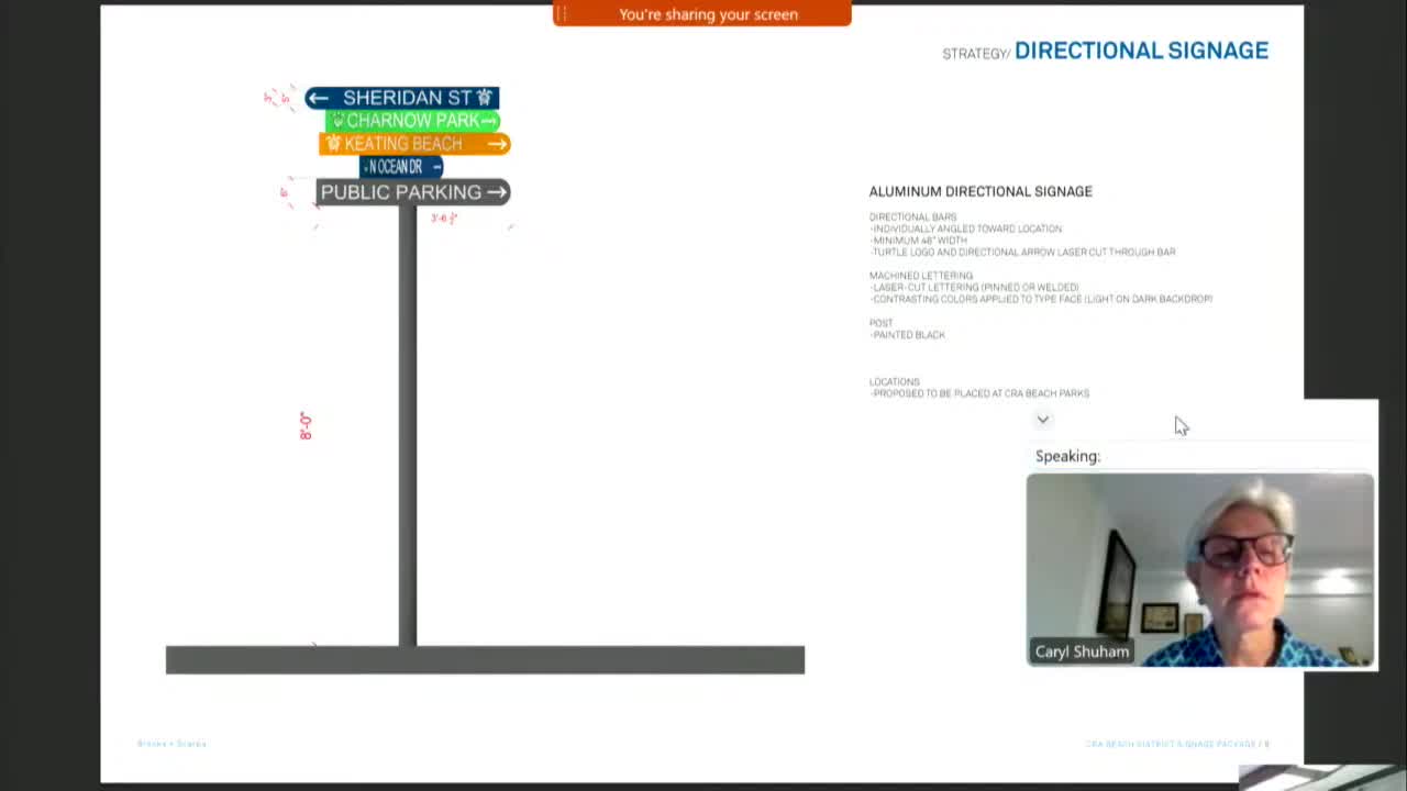 CRA Board Discusses New Sign Designs for Beach Parks and Pedestrian Navigation