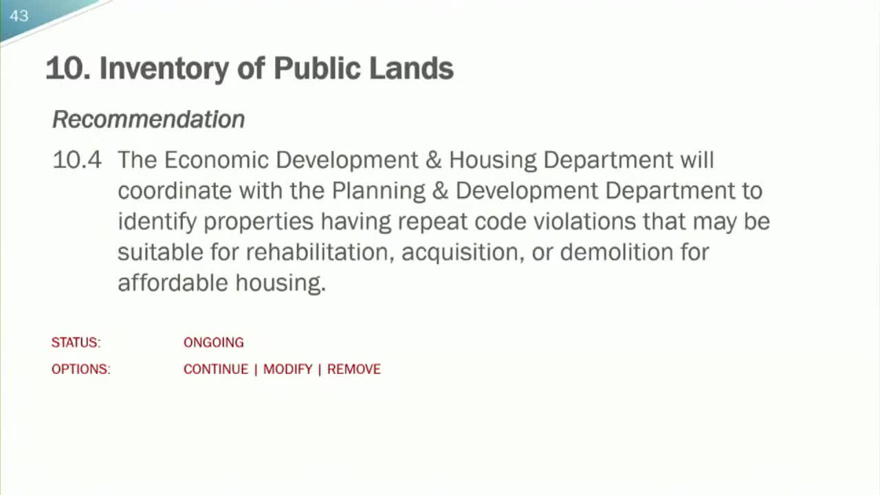 City Council Reviews Blighted Property Code Violations and Rehabilitation Efforts