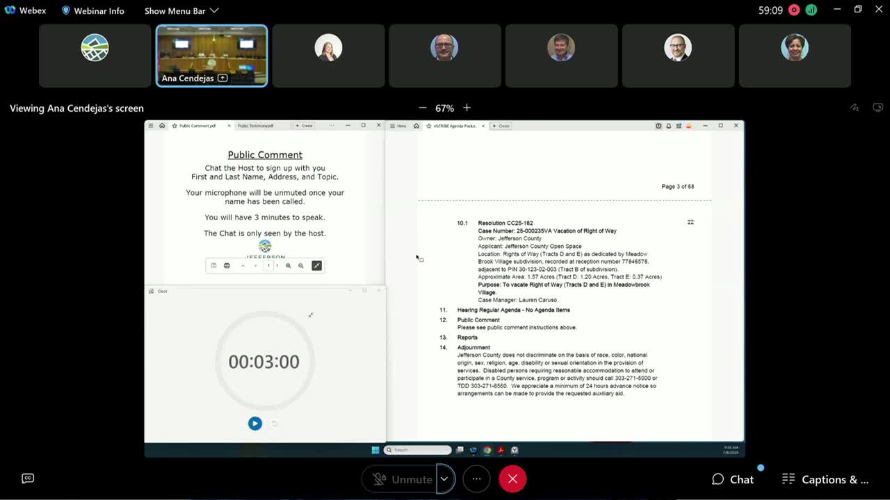 Commissioners approve vacation of Meadowbrooks Village right-of-way by consent