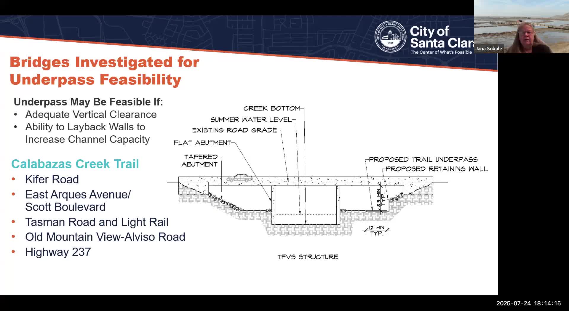 Sunnyvale and Santa Clara plan trail underpasses along Calabasas Creek