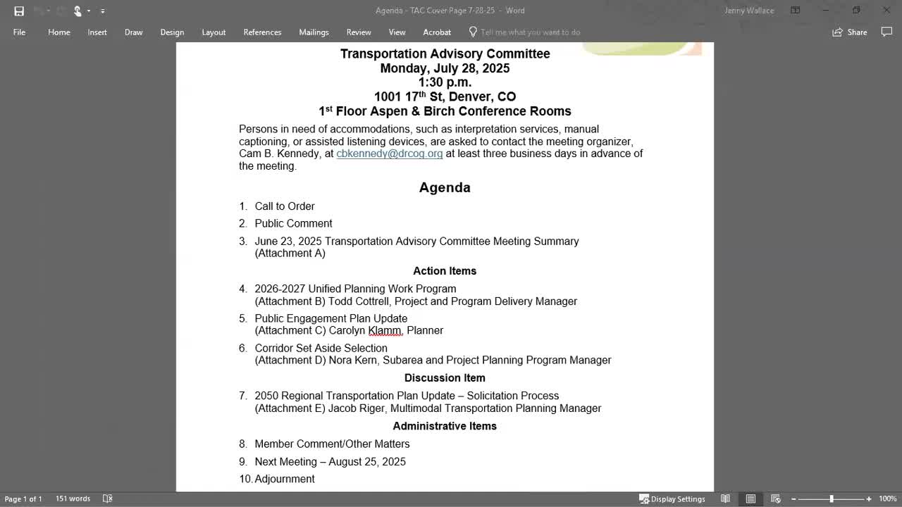 DRCOG staff outlines 2050 regional transportation plan project solicitation, scoring and timelines