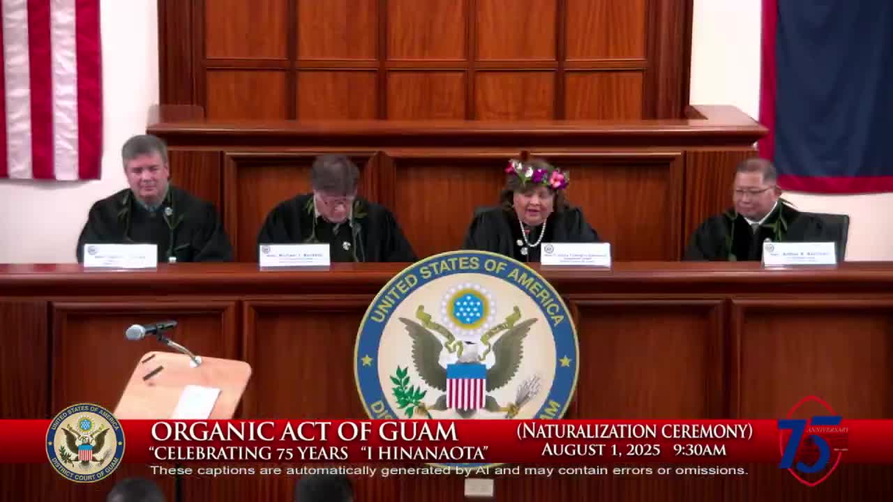 Guam Legislature Hosts Naturalization Ceremony for 75 New Citizens