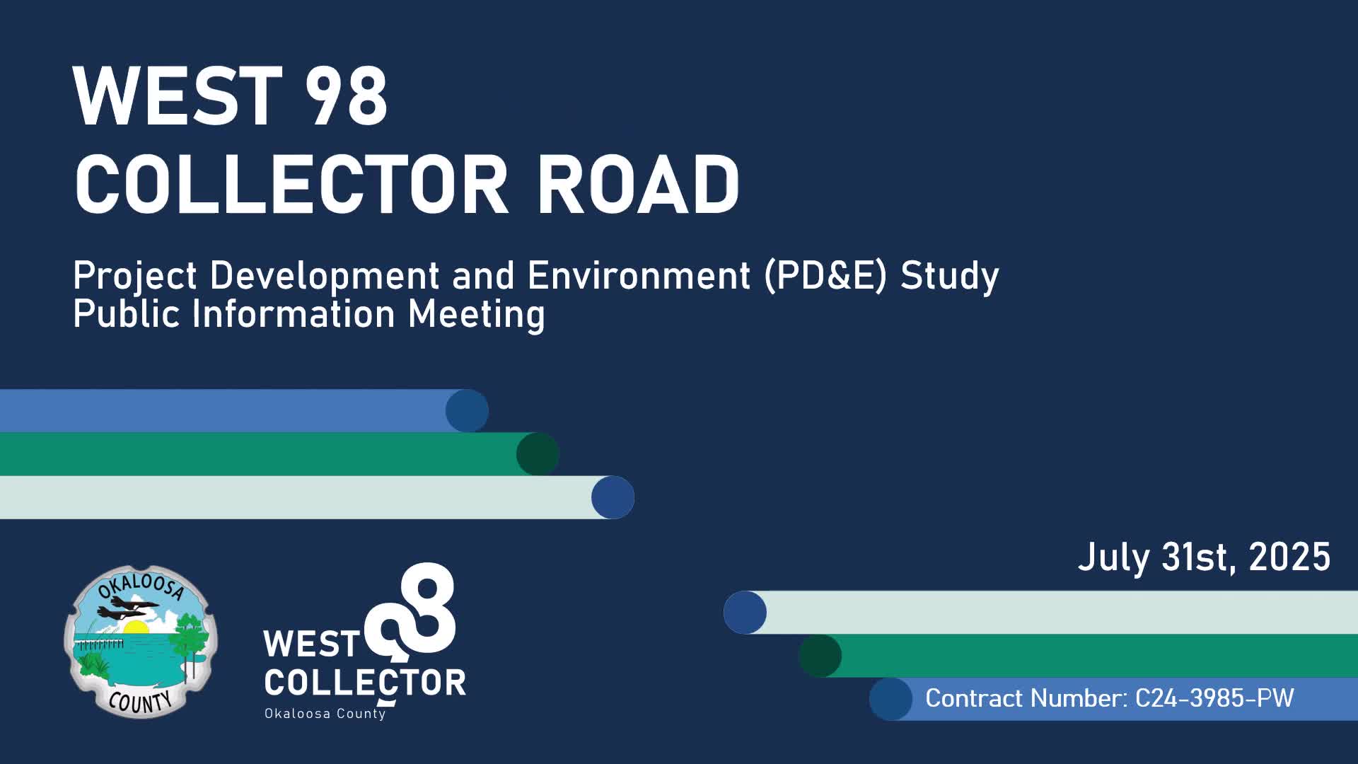 Okaloosa County presents West 98 Collector Road alternatives; public comment due Aug. 14, 2025