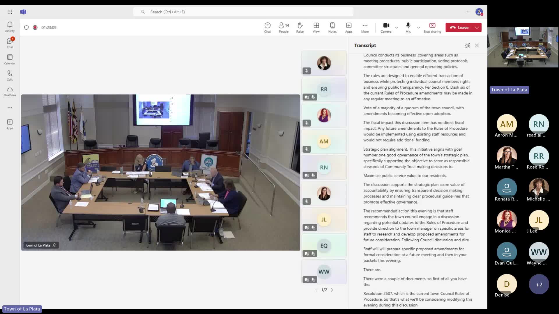 La Plata council begins review of rules of procedure; asks staff for ex parte disclosure language and attorney-attendance analysis