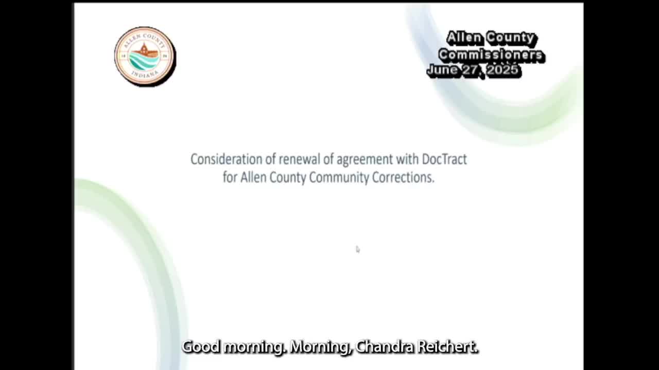 Commissioners approve three‑year DocTrack renewal for Allen County Community Corrections